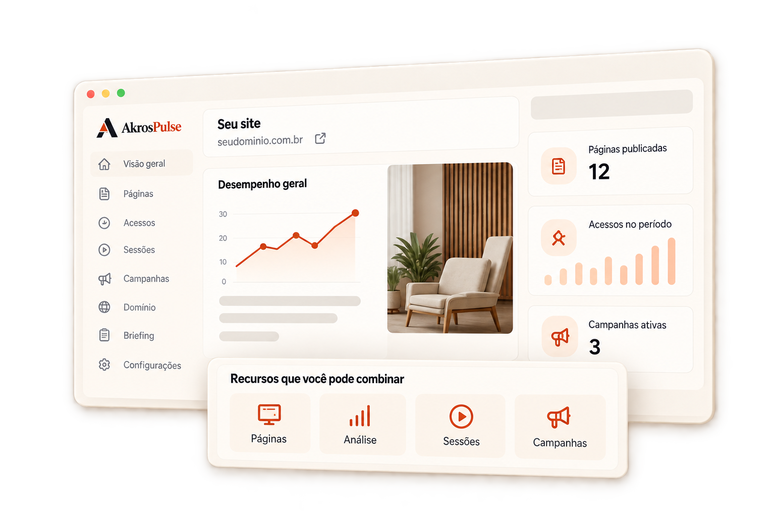 Mockup ilustrativo de planos do AkrosPulse