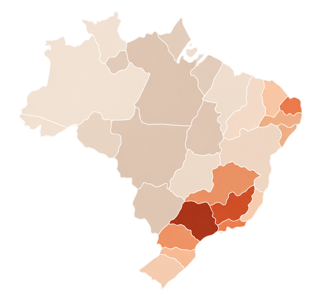 Mapa ilustrativo de distribuição de acessos no Brasil